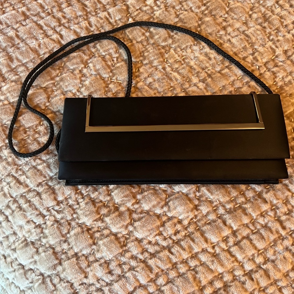 Elegant Black Clutch with Silver Accent